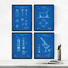 POSTER Set mit 4 Blau Apotheke Patent A4 Rahmenlos - Klar, Papier (29.7/3cm) - Nacnic