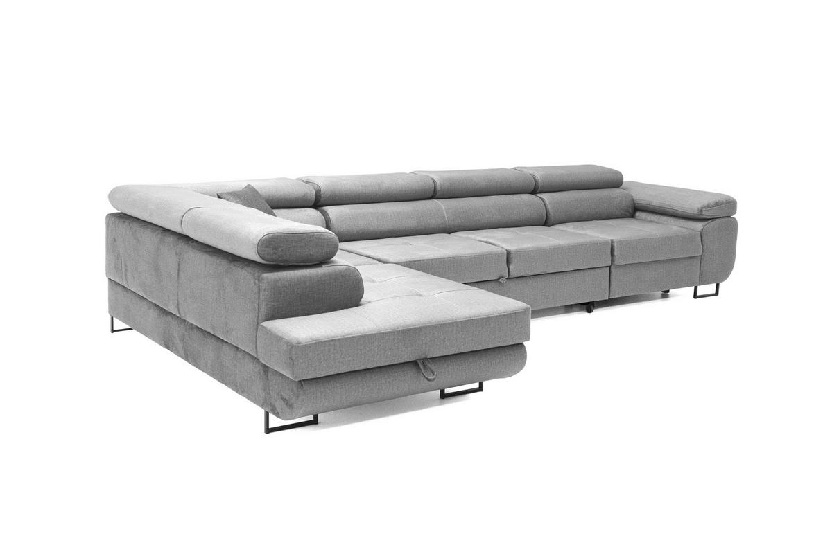 ECKSOFA WILD MAXI Links Grau - Chromfarben/Grau, Holz/Textil (350/203cm) - Muffo