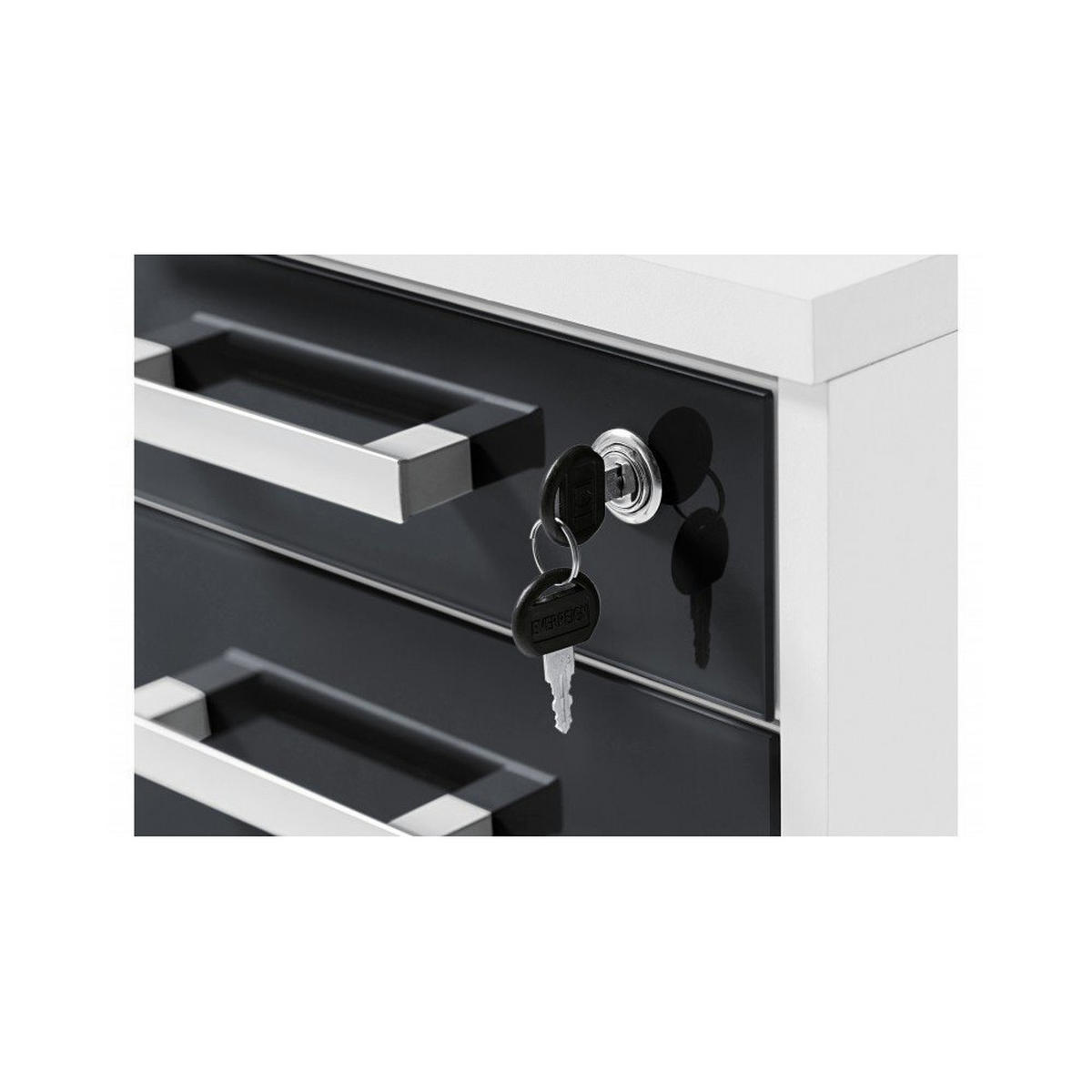 BÜROMÖBEL Office Line Lux in Platingrau mit lackierten Fronten in Graphit 9 teilig - Grau, Holzwerkstoff (120/80/200cm)