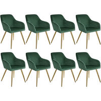 ESSZIMMERSTUHL 8er Set Marilyn 58 x 62 x 82 cm dunkelgrün/gold - Dunkelgrün/Goldfarben, Textil (58/82/62cm) - tectake