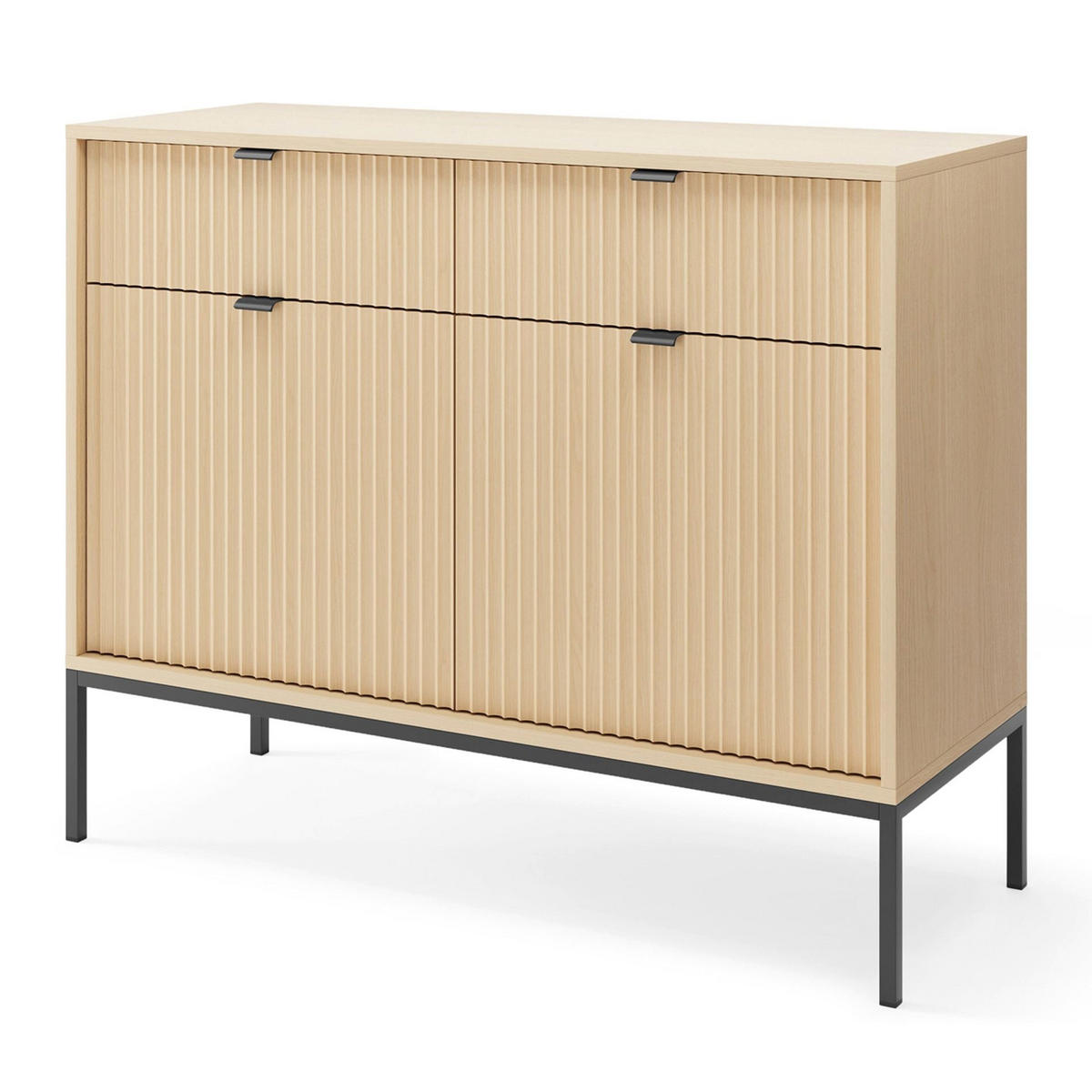KOMODA Vellore Dekor dub Vicenza s černou podnoží 104 cm - černá/béžová, kov/kompozitní dřevo (104/83/39cm) - Selsey