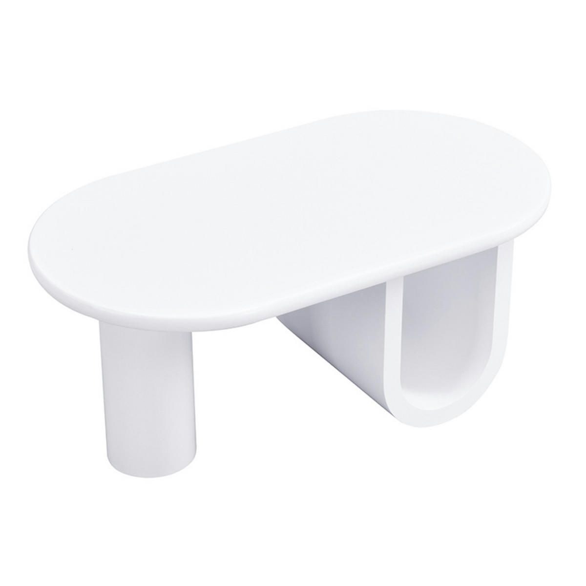 COUCHTISCH Moderner ovaler mit Stauraum und stabilen Beinen - Weiß, Holz (109.86/63.5/42cm) - FLIEKS