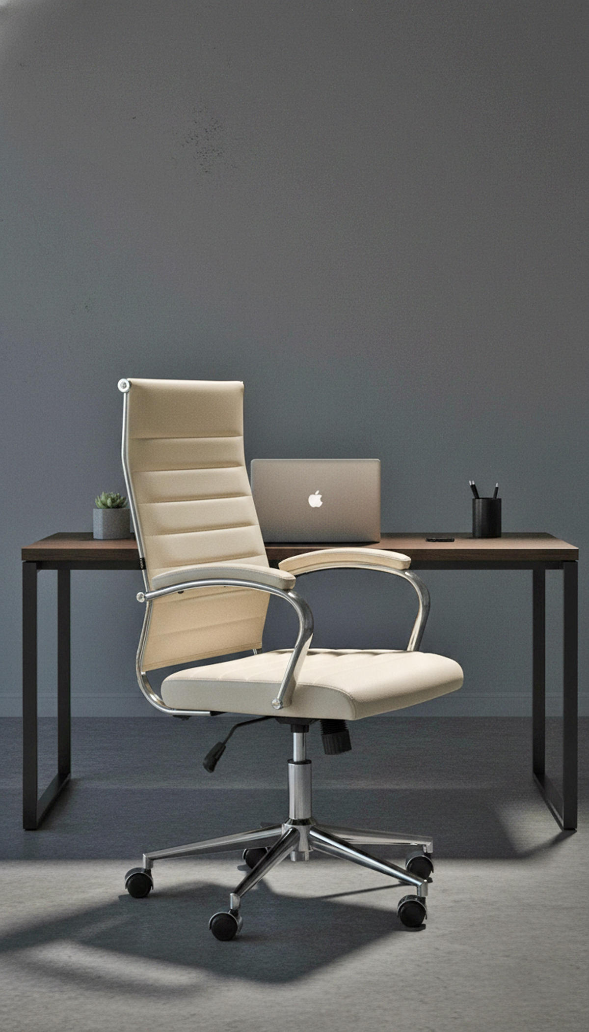 BÜROSTUHL Kaelis Echtleder creme - Chromfarben/Creme, Leder/Metall (56/112/61cm) - TPFLiving