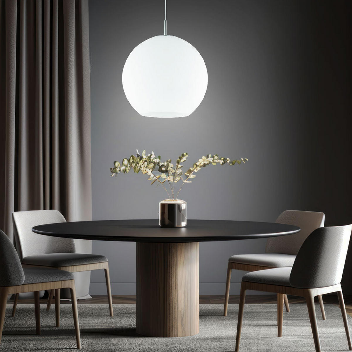 HÄNGELEUCHTE Glas Nickel Weiß MOON - Weiß, Glas (30/30/150cm)