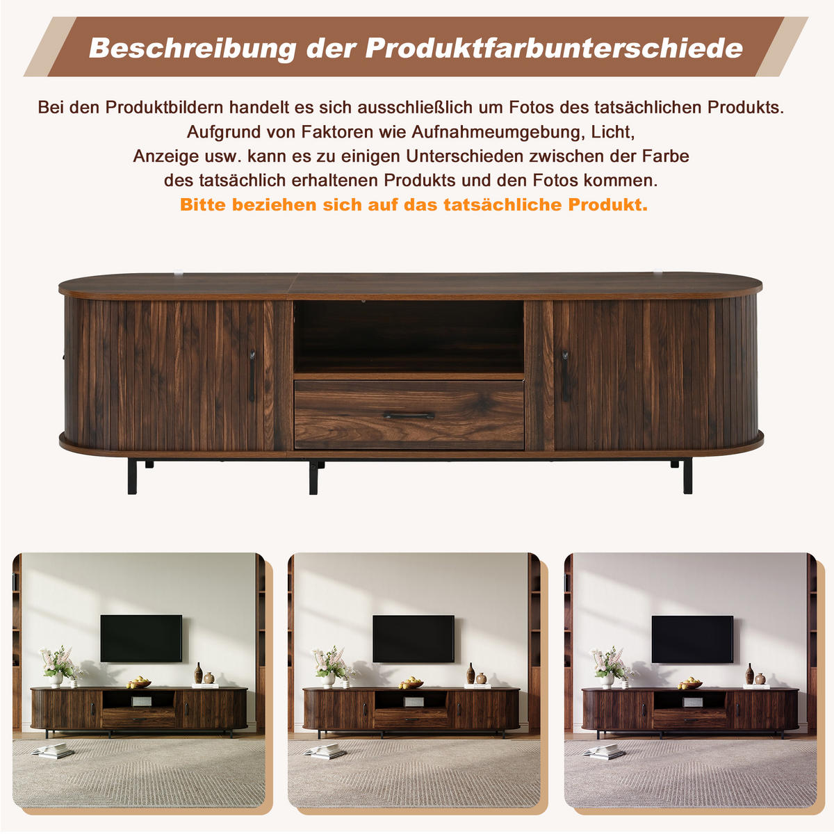 TV-SCHRANK 180/40/45 cm Walnuss mit 1 Schublade und 2 Schiebetüren - Nussbaumfarben, Holzwerkstoff/Metall (180/45/40cm) - Oxeza