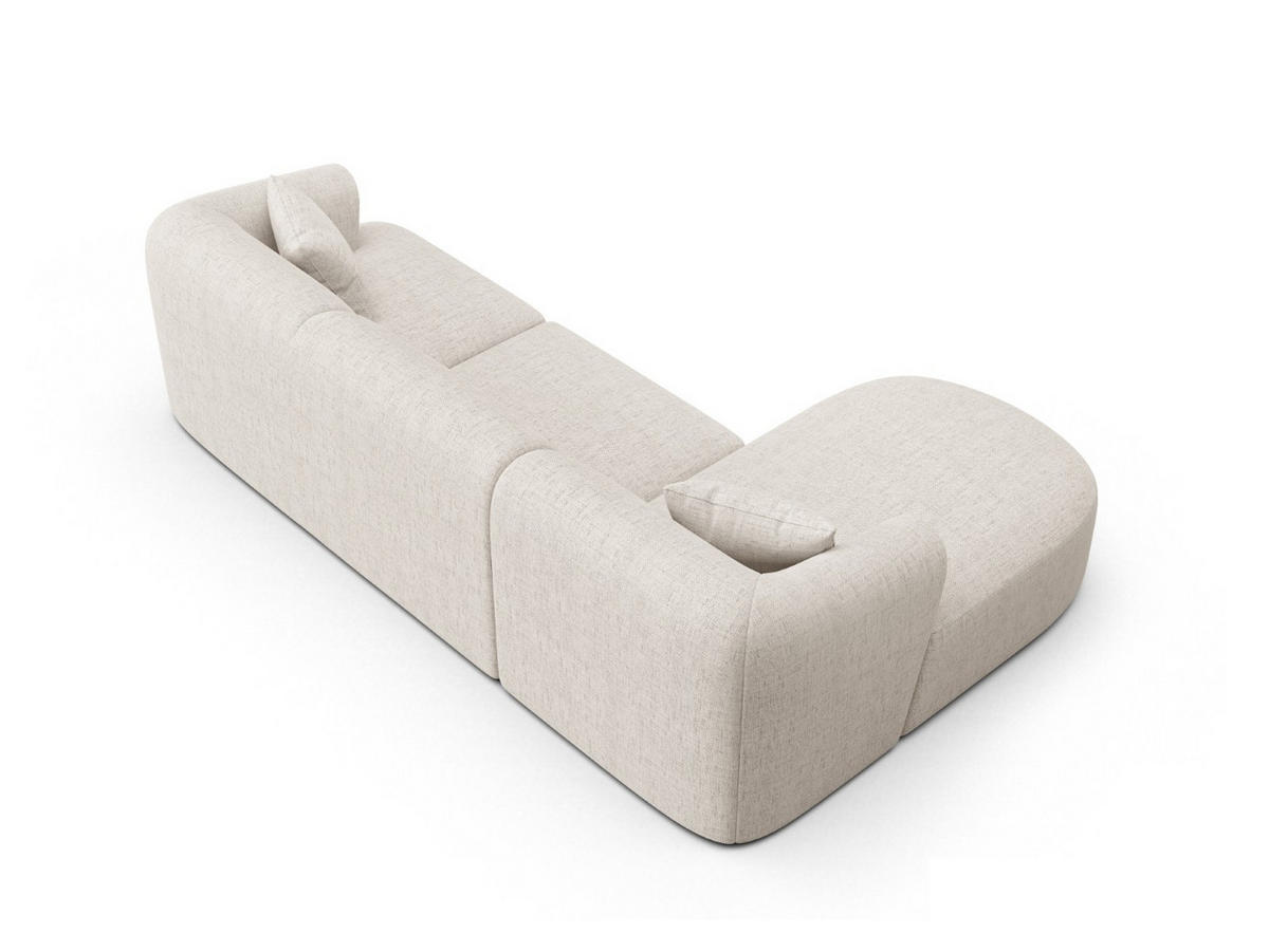 MODULARES-ECKSOFA links Campi aus strukturiertem Stoff leichtes beige 4 Sitzplätze - Creme, Textil (156/256cm) - Cosmopolitan Design