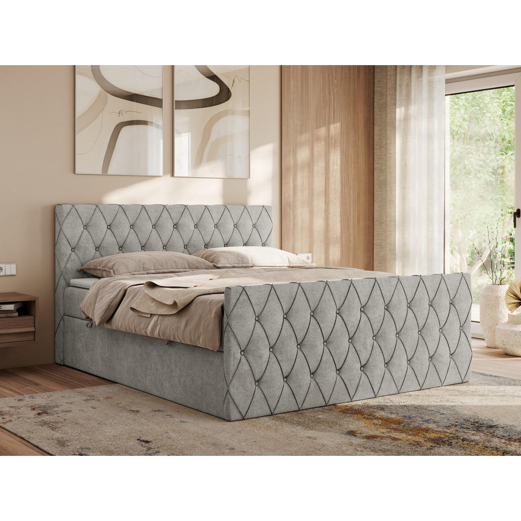 Thumbnail - MKS Boxbett, Hellgrau, Textil, 2-Sitzer, H3, 7-Zonen, Rechteckig, 120x200 cm, Oeko-Tex®, Schlafzimmer, Betten, Boxspring...