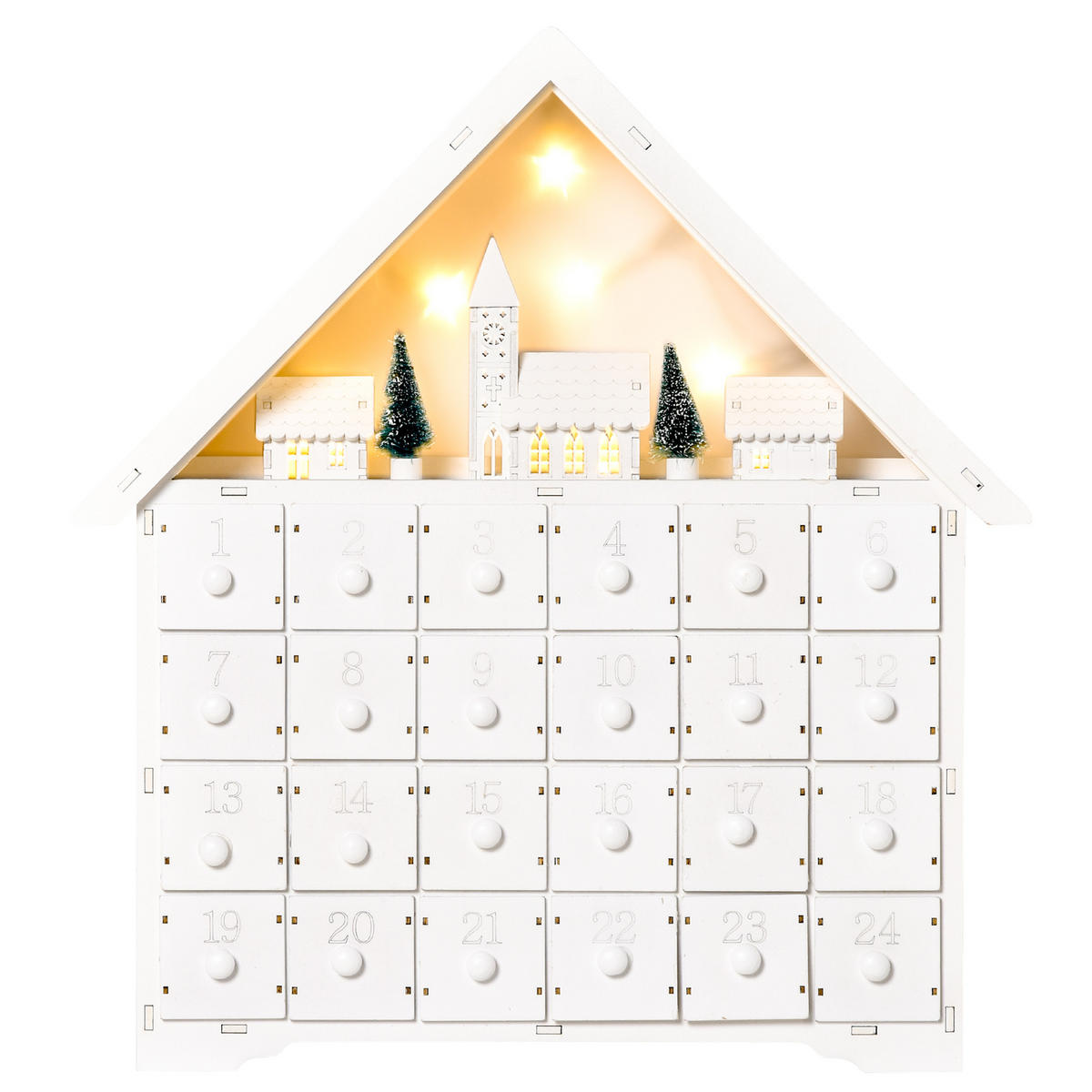 ADVENTSKALENDER Weiß 39.0/9.0/42.0cm - Weiß, Holz (9/42/39cm)
