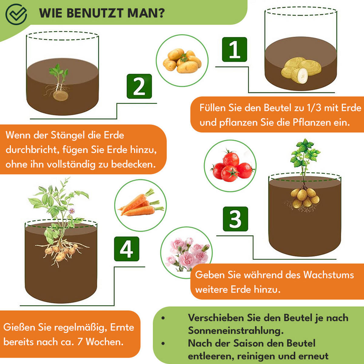 PFLANZSACK - Dunkelgrün, Kunststoff (34/35/34cm)