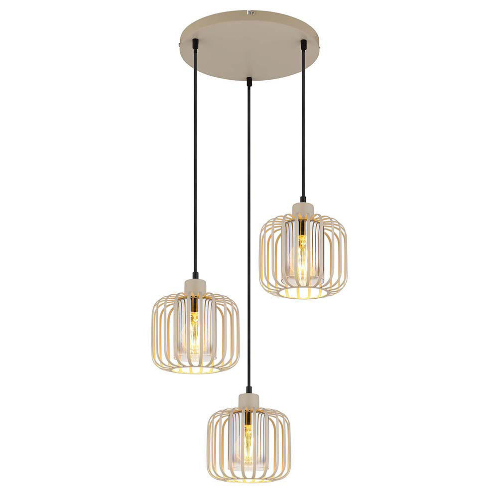 HÄNGELEUCHTE Alfred Metallstabe Sand Beige - Beige, Glas (44/44/120cm) - Globo Lighting