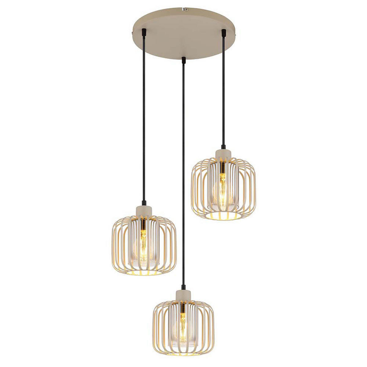 HÄNGELEUCHTE Alfred Metallstabe Sand Beige - Beige, Glas (44/44/120cm) - Globo Lighting