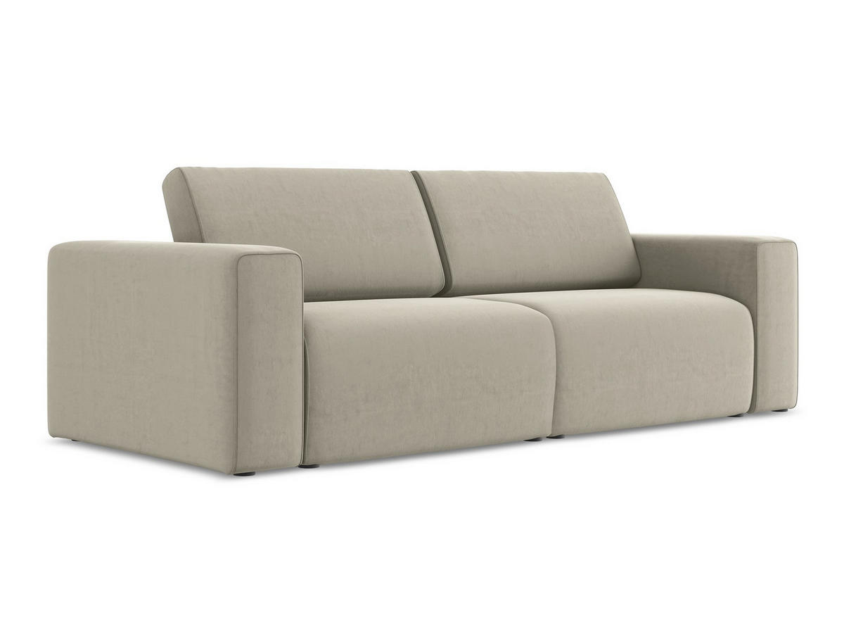 3-SITZER SOFA Samt Stoff Creme - Perlmutt/Lila, Kunststoff/Textil (224/80/103cm) - Makamii