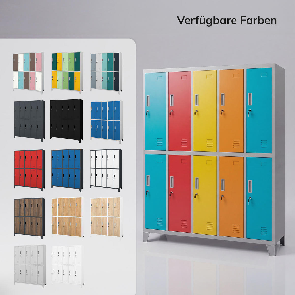 SCHLIESSFACHSCHRANK Bartek - Blau/Gelb, Metall (136/172/45cm)