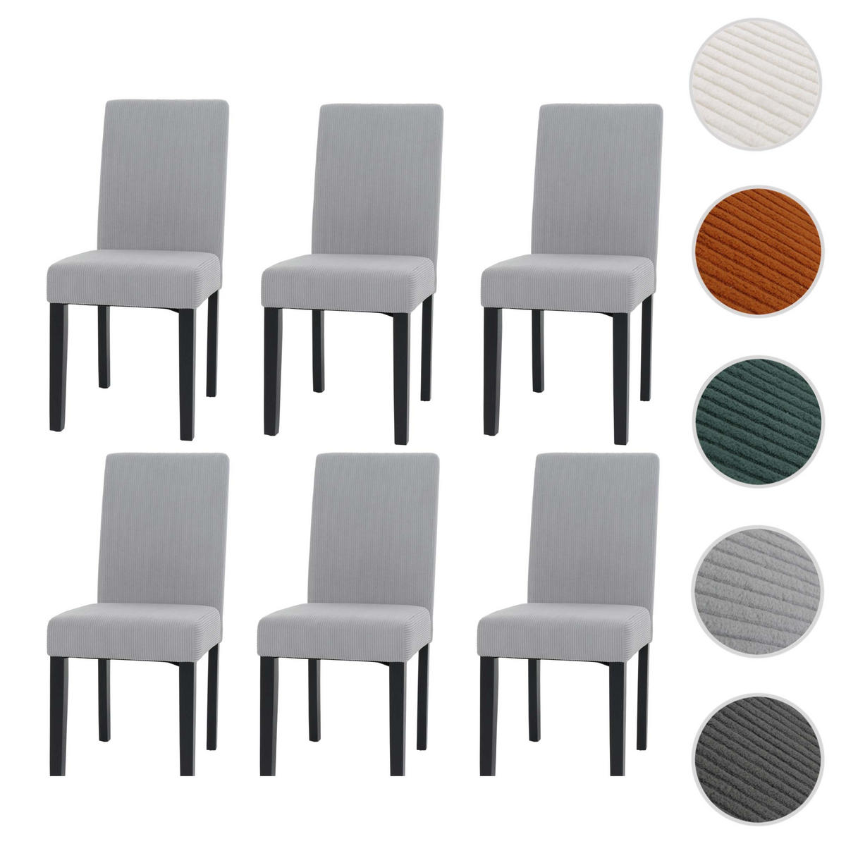 ESSZIMMERSTUHL Hellgrau 6er-Set - Hellgrau, Textil (42/90/50cm) - MCW
