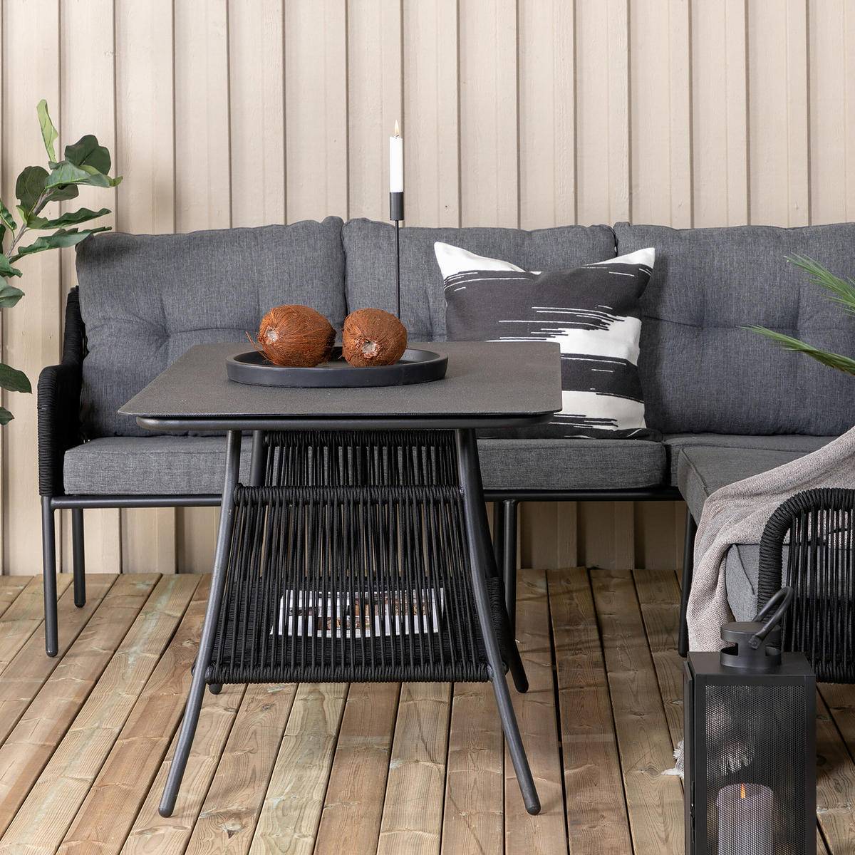 LOUNGEGRUPPE - 2-teilig - Schwarz - Stahl - 193 x 70 x 64 cm - Schwarz, Metall - home24