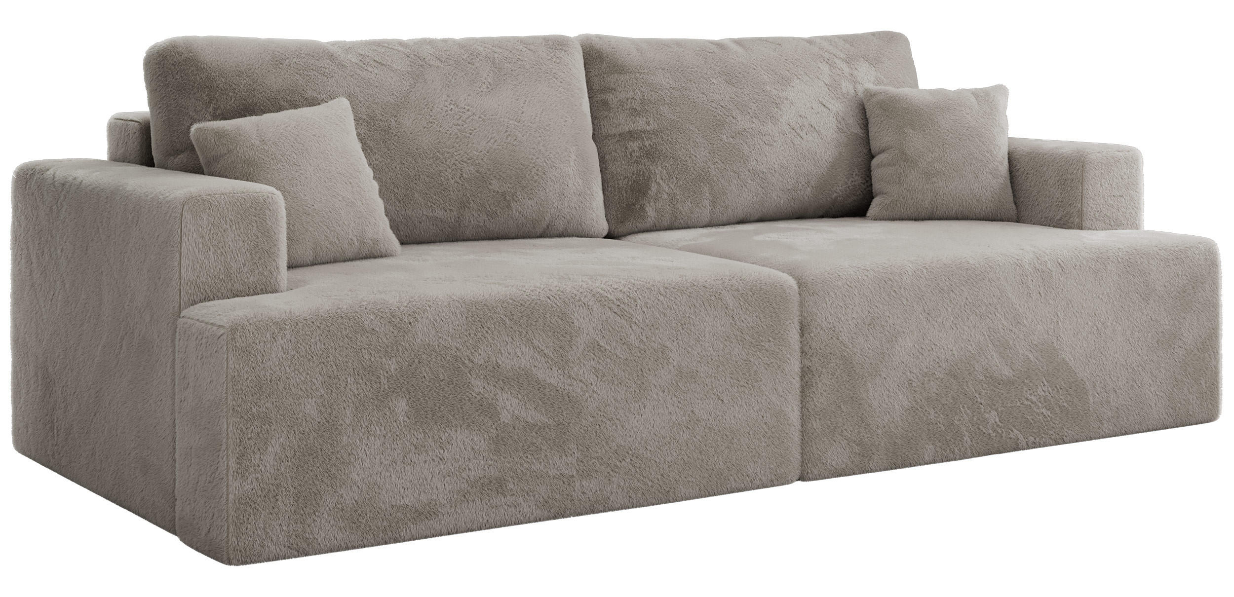 4-SITZER SOFA VIRELLA Hellgrau Plüsch - Hellgrau/Schwarz, Textil (240/88/115cm) - MKS