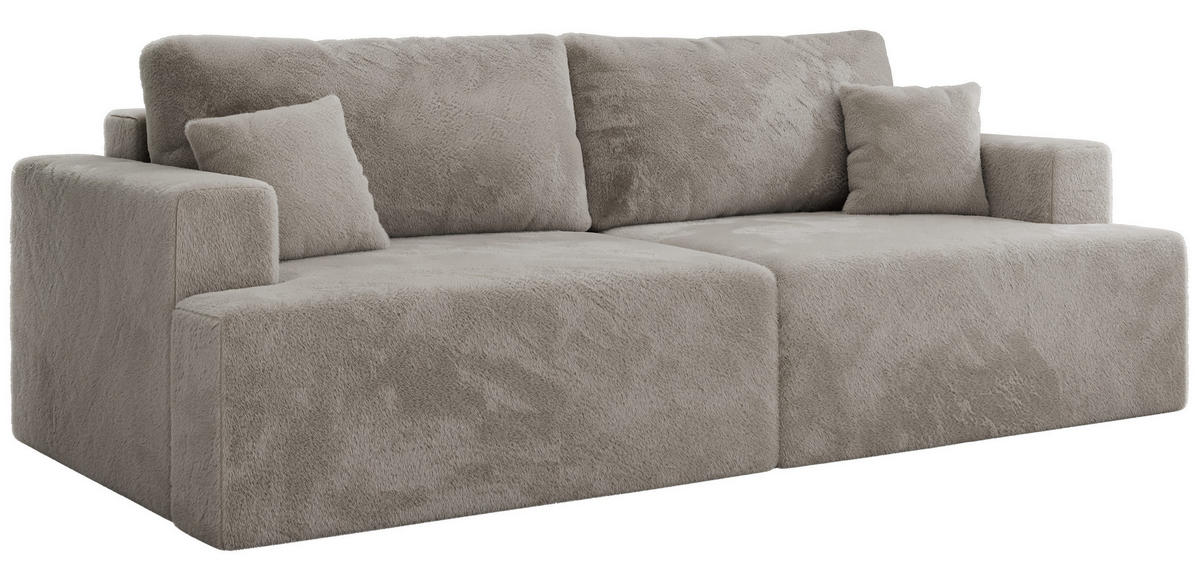 4-SITZER SOFA VIRELLA Hellgrau Plüsch - Hellgrau/Schwarz, Textil (240/88/115cm) - MKS
