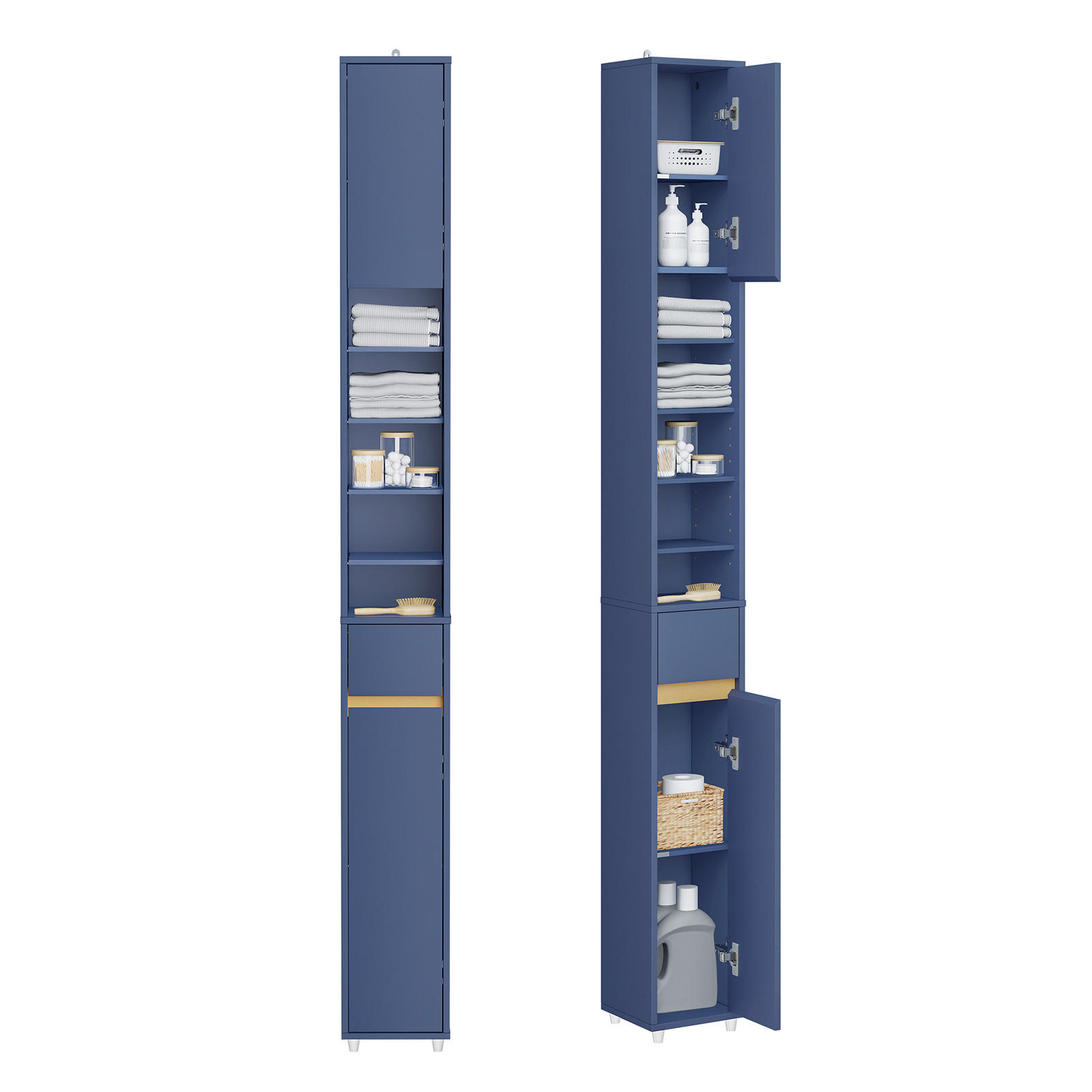 HOCHSCHRANK schmal Blau - Blau, Holzwerkstoff (20/180/20cm) - SoBuy