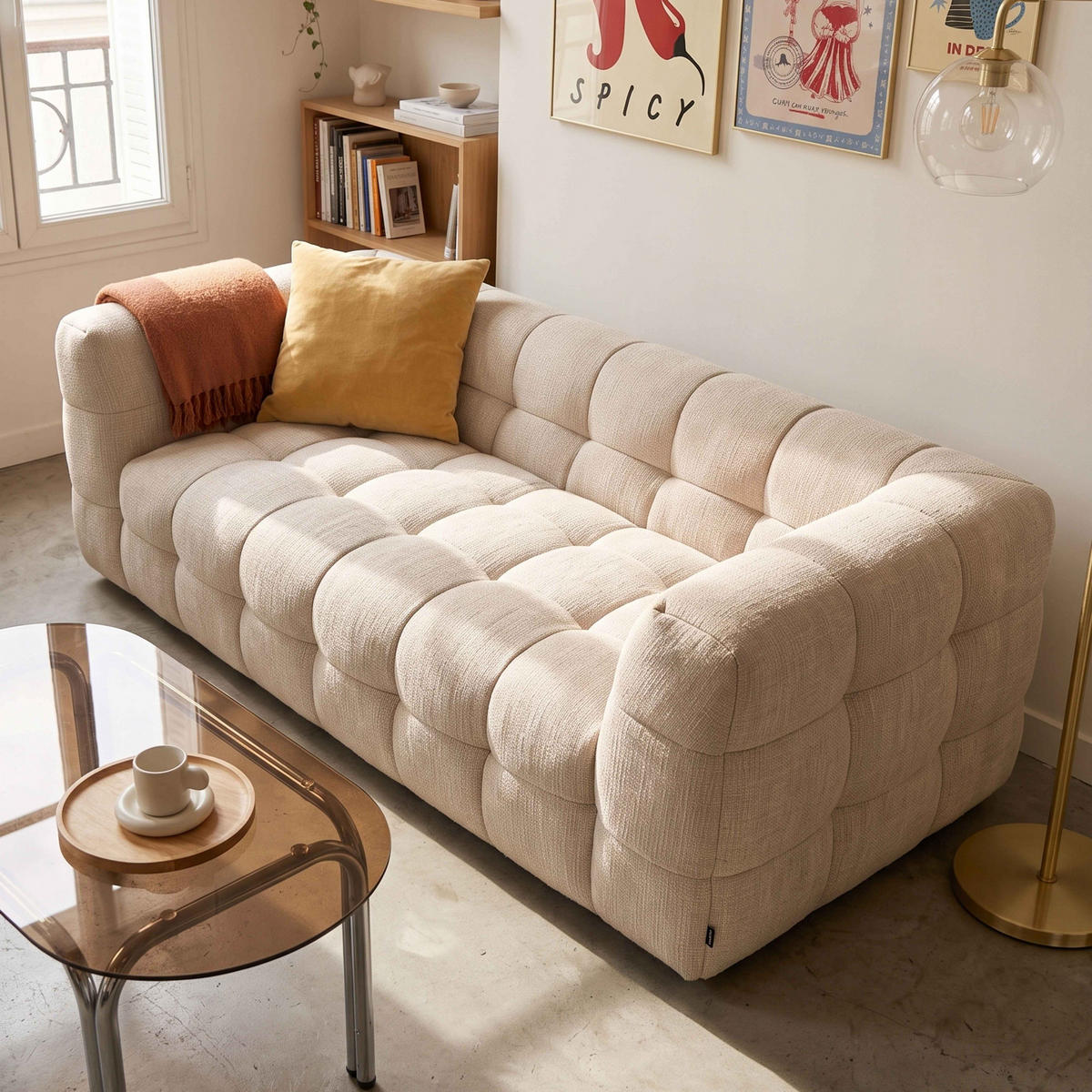 SOFA 3-Sitzer, Weiß - Weiß, Holz/Textil (228/69/102cm) - Oviala