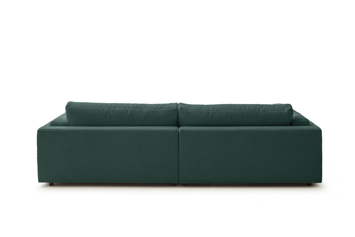 BIG SOFA RAINA Smaragdgrün Cord - Smaragdgrün/Schwarz, Kunststoff/Textil (294/85/150cm) - KAWOLA