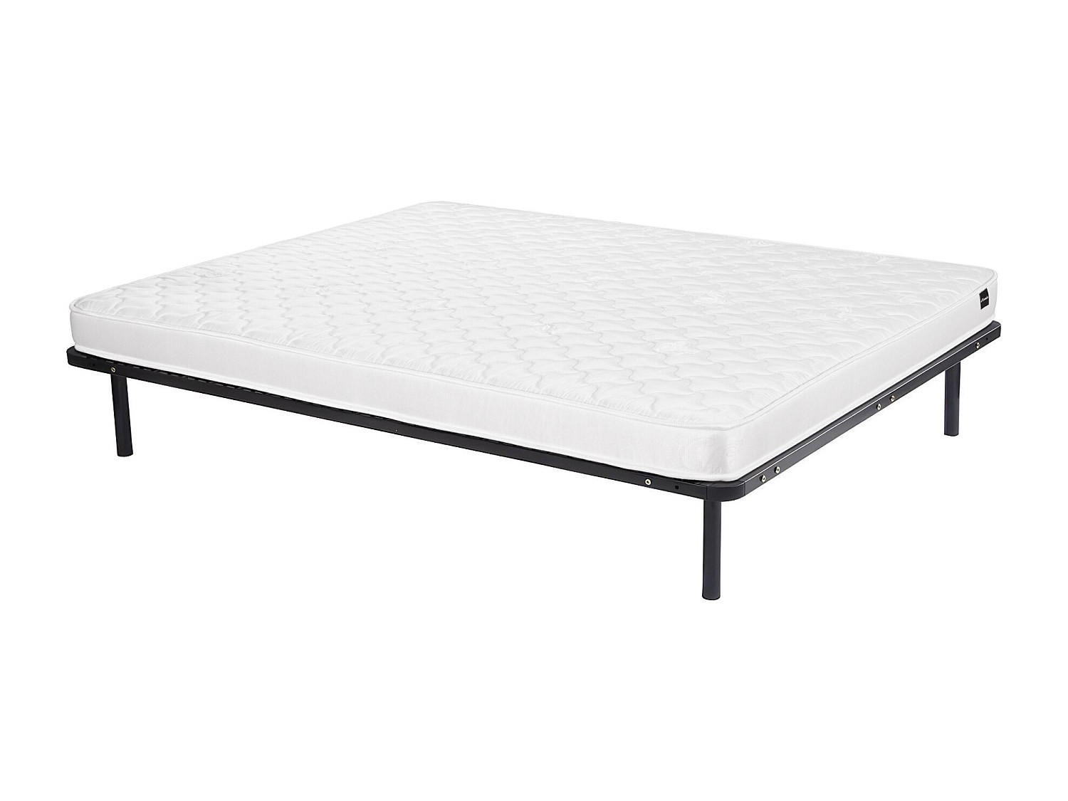 MATRATZE und Lattenrost - 1 Person - Stoff, Metall - Schwarz - - Schwarz, Textil/Metall (120/200cm) - Vente-Unique