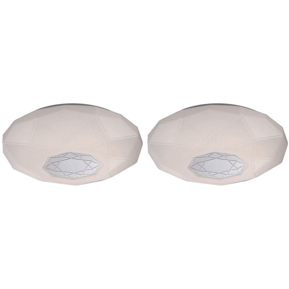 LED DECKENLEUCHTE HALUK Weiß Dekor verspiegelt - Weiß, Metall (40/40/10.5cm) - Globo Lighting