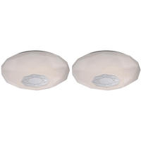 LED DECKENLEUCHTE HALUK Weiß Dekor verspiegelt - Weiß, Metall (40/40/10.5cm) - Globo Lighting