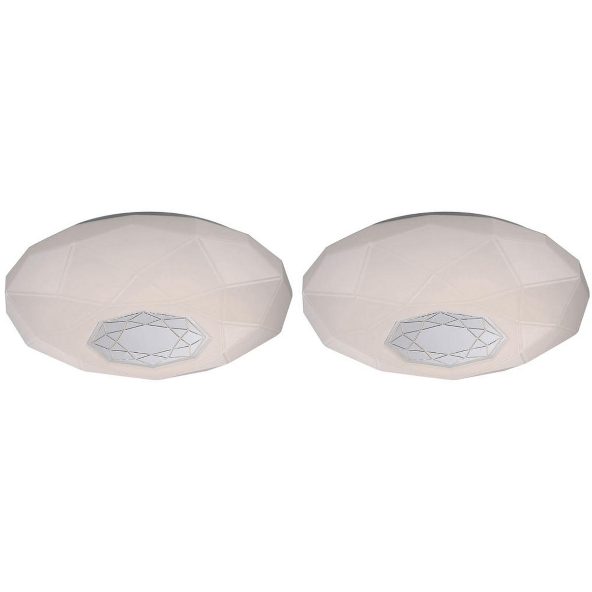 LED DECKENLEUCHTE HALUK Weiß Dekor verspiegelt - Weiß, Metall (40/40/10.5cm) - Globo Lighting