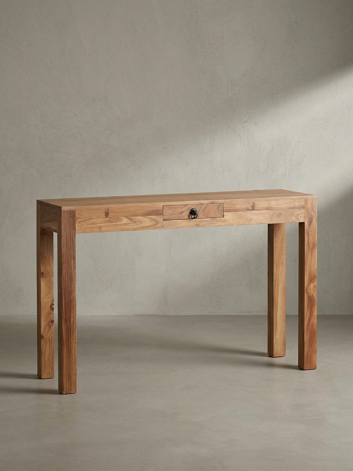 KONSOLENTISCH Akazienholz Schublade Landhausstil NAKO, Beige 120x40x70 cm - Beige, Holz/Metall (40/120/70cm) - KADIMA DESIGN