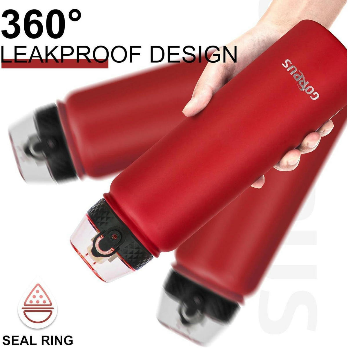 THERMOSFLASCHE mit Strohhalm 1000 ml Rot - Rot, Metall (8/8cm)