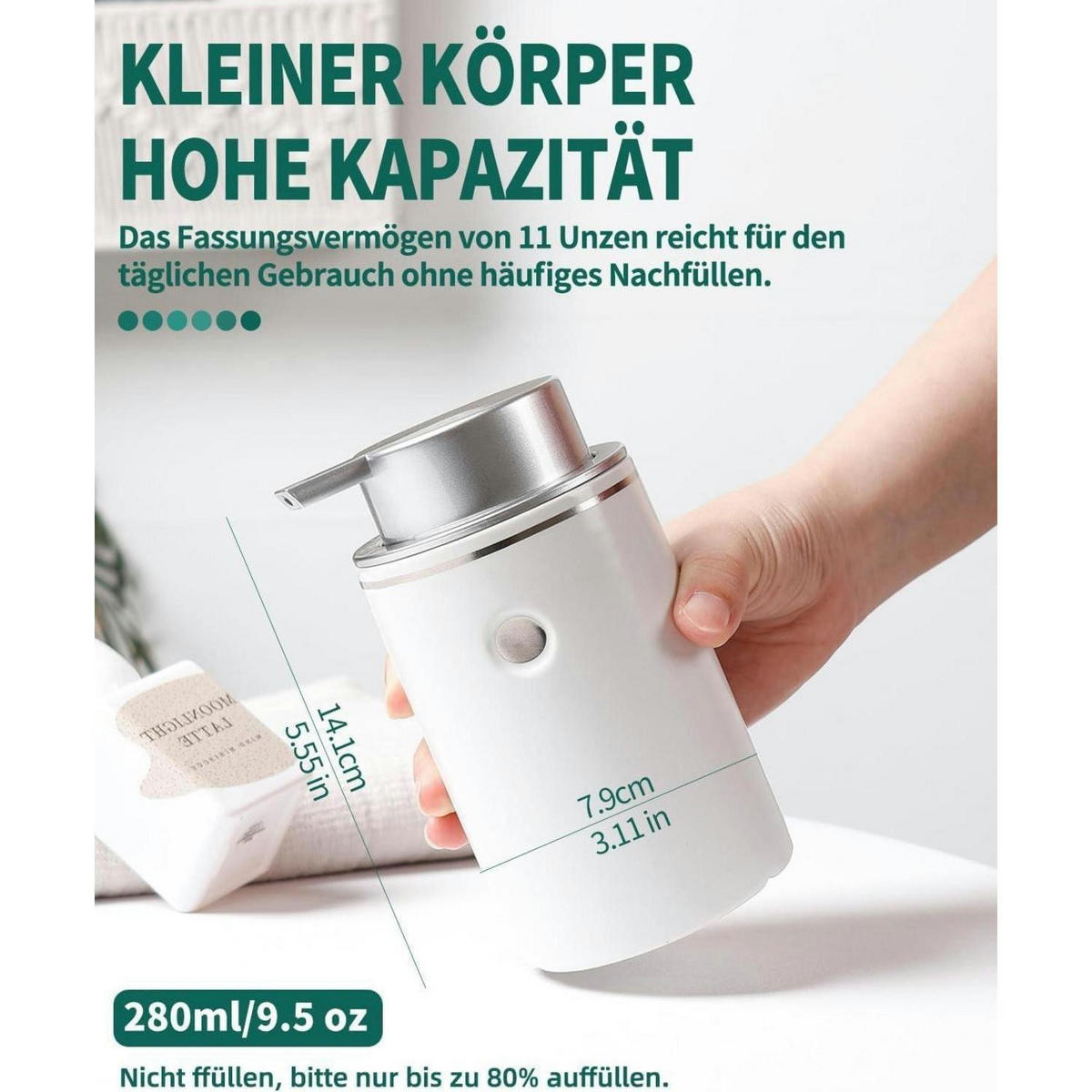 SEIFENSPENDER Keramik Weiß mit großem Pumpenkopf - Weiß, Keramik (7.9/14.1/7.9cm)
