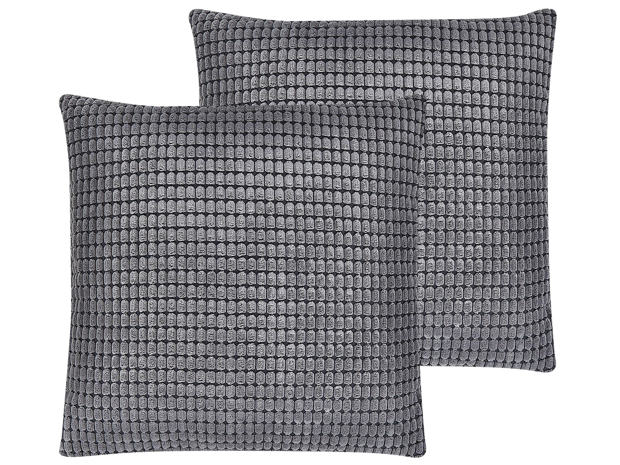 DEKOKISSEN 2er-Set Dunkelgrau 45/45 cm Aspidistra - Dunkelgrau, Textil (45/45cm) - Beliani