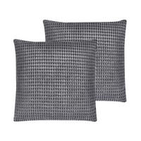 DEKOKISSEN 2er-Set Dunkelgrau 45/45 cm Aspidistra - Dunkelgrau, Textil (45/45cm) - Beliani