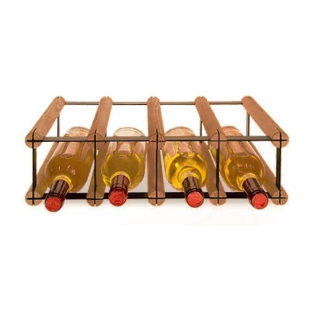 WEINREGAL Vinotega Mod Metal 12,5x42,5x24,5 cm 4x1 Flaschen Massives Kiefernholz Braun Geölt - Braun, Holz (42.5/12.5/24.5cm) - PROREGAL