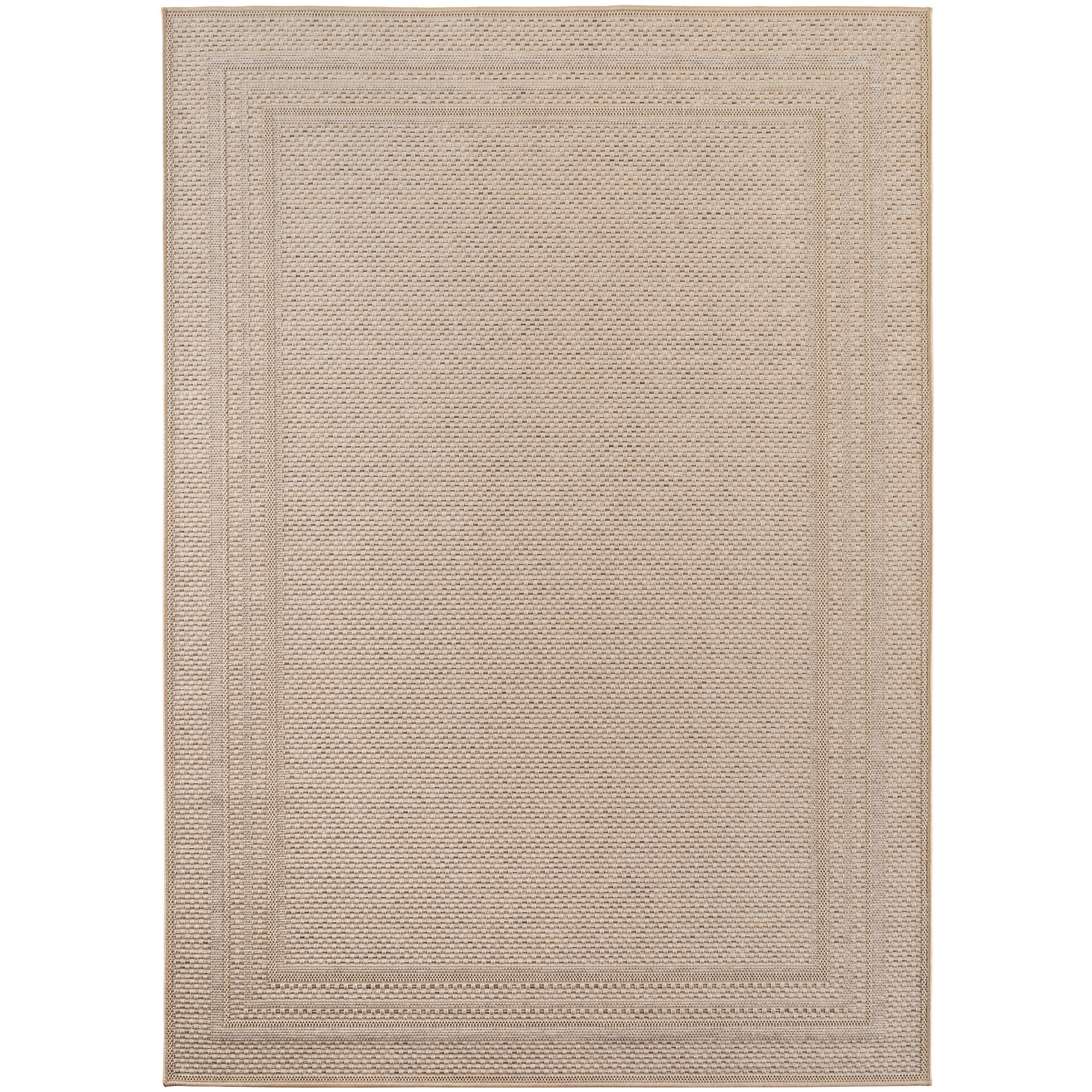 TEPPICH Outdoor Flachgewebe Bordürenmuster Polypropylen Terrasse Beige Läufer 80x150 - Beige, Textil (80/150cm) - KADIMA DESIGN