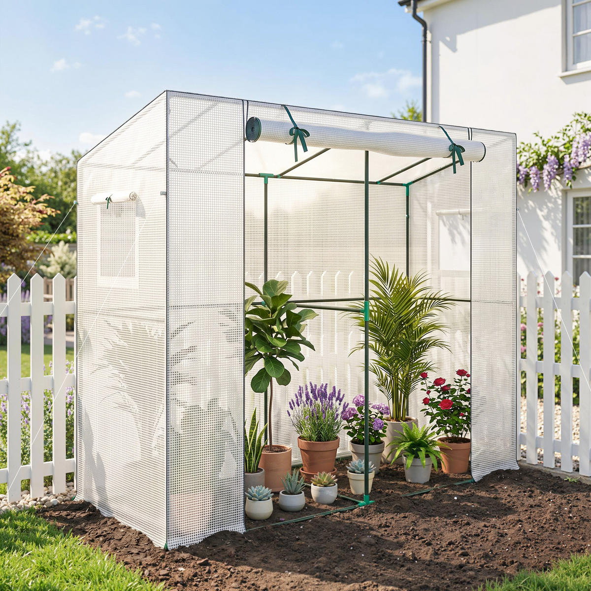 GEWÄCHSHAUS, 200L x 76B x 170H cm - Weiß, Metall (76/170/200cm) - Outsunny