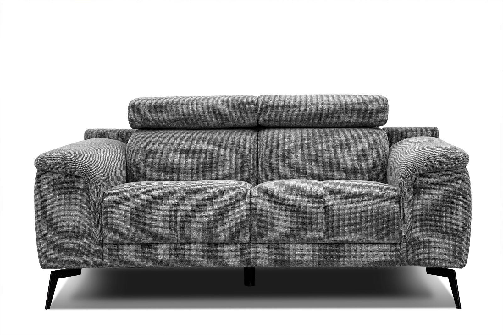 SOFA FIERO 2-Sitzer, grau - Schwarz/Grau, Holzwerkstoff/Textil (170/82/103cm) - Courtois Laville