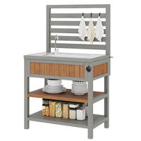 GARTENSCHRANK Outdoor Wasserhahn Flaschenöffner Arbeitsfläche - Naturfarben, Holz (51/141/80cm) - FLIEKS