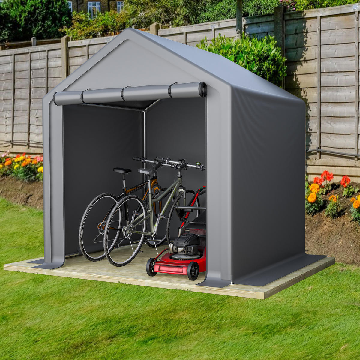 GERÄTESCHUPPEN 190x170x200 cm Dunkelgrau - Grau, Metall (170/200/190cm) - ComfortXL