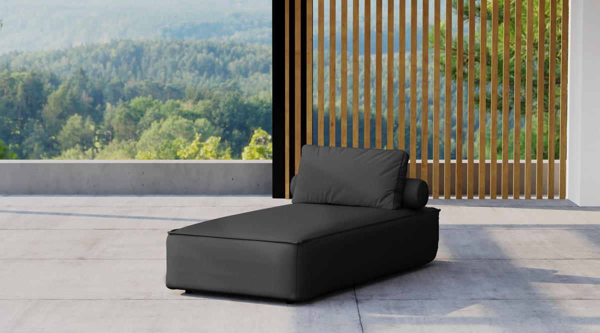 GARTENCHAISELONGUE Liegestuhl Für Den Garten MALIBU Schwarz - Schwarz, Holz (90/73/194cm) - Kaiser Möbel