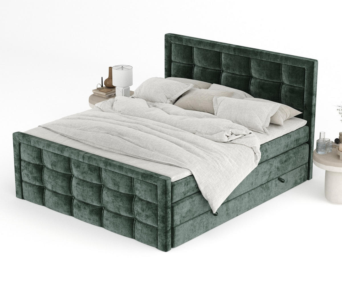 BOXSPRINGBETT Ambrosia Grün 180/200 cm - Schwarz/Grün, Holz/Holzwerkstoff (180/200cm) - Maison de Reve