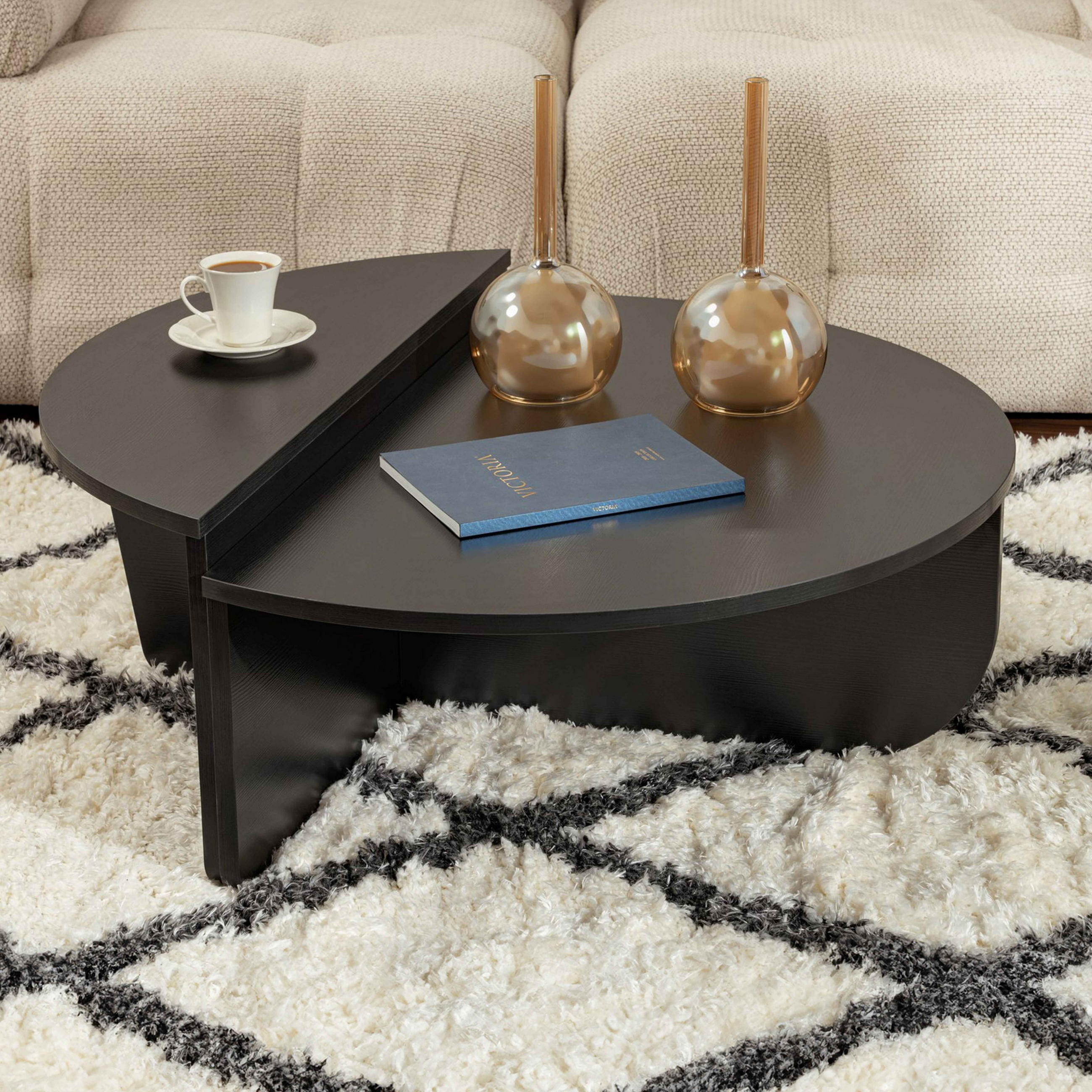 COUCHTISCH, Schwarz - Schwarz, Holz (90/90/35cm) - Oviala