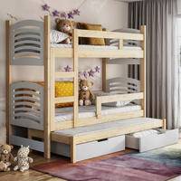 PATROVÁ postel pro 3 osoby Cami, 75x180 cm - béžová, dřevo (75/180cm) - Selsey