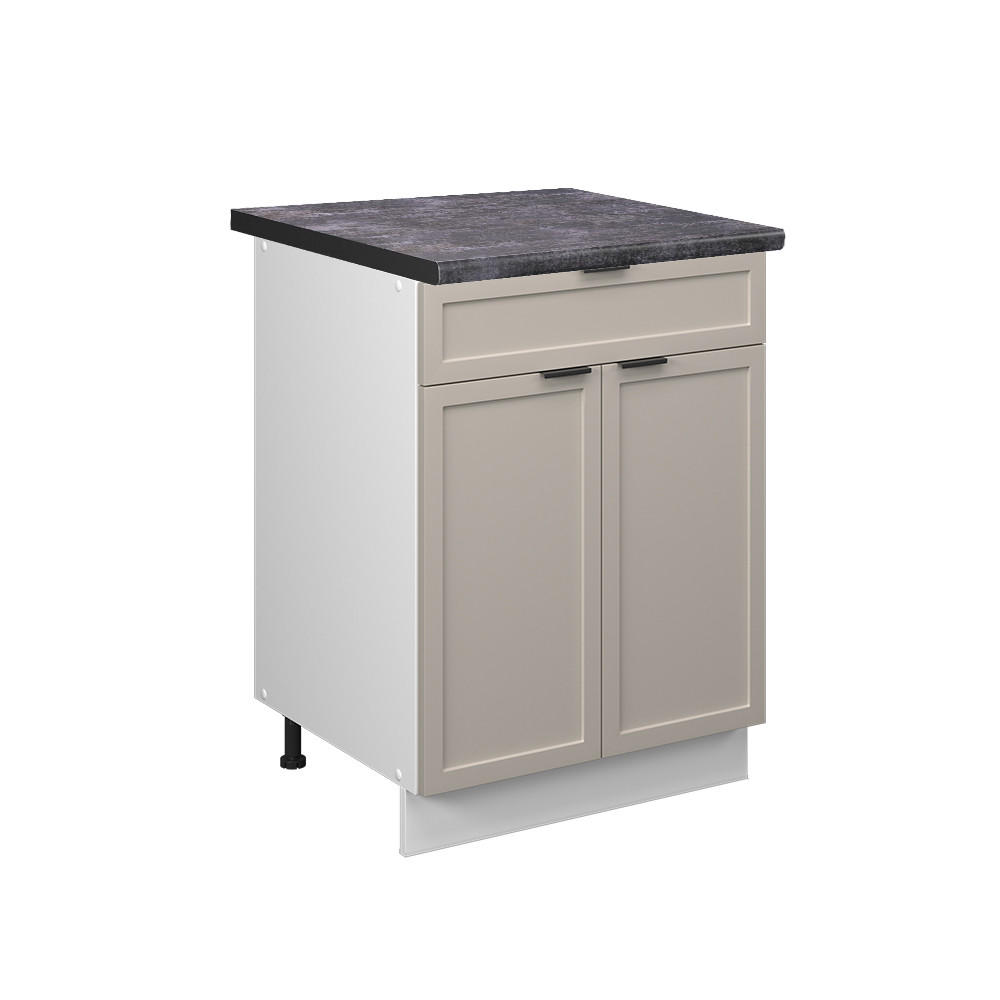 KÜCHENUNTERSCHRANK Fame-Line GrauBeige 60 cm mit Schublade AP Anthrazit - Greige/Weiß, Holzwerkstoff (60/82/60cm) - Vicco