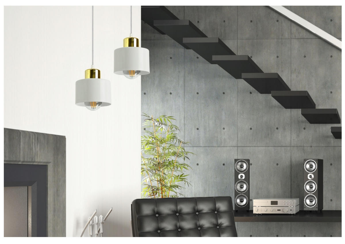 PENDELLEUCHTE Roller - Goldfarben/Weiß, Metall (20/20/70cm) - kiki design