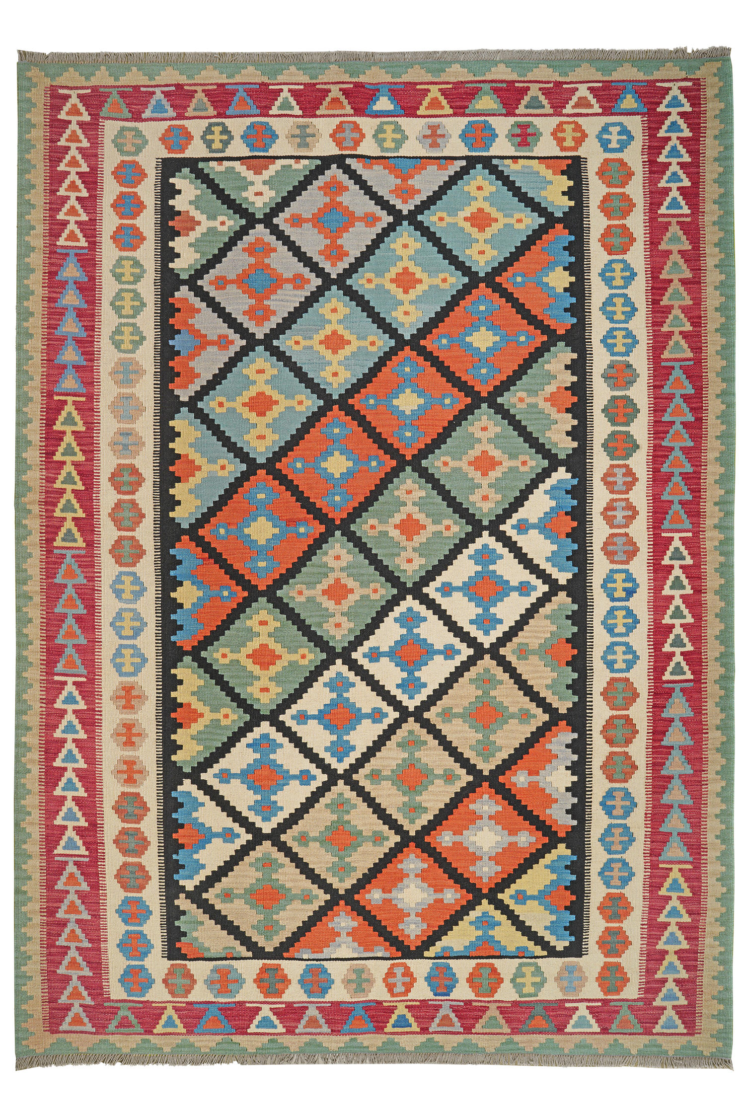 HANDWEBTEPPICH Gashgai Kelim Schwarz, Bunt 289/209 cm Schurwolle - Multicolor, Textil (209/289cm) - Looma