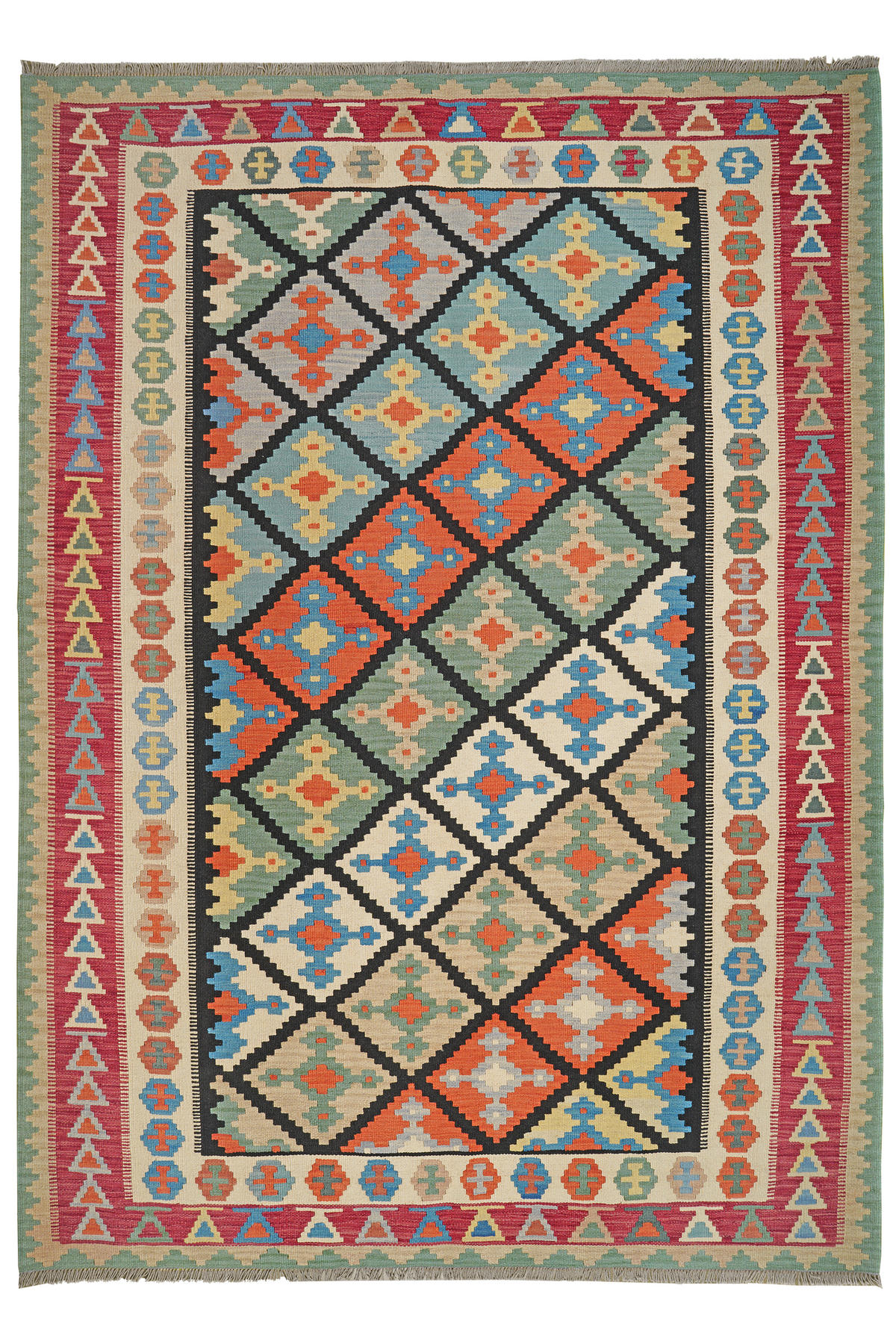 HANDWEBTEPPICH Gashgai Kelim Schwarz, Bunt 289/209 cm Schurwolle - Multicolor, Textil (209/289cm) - Looma