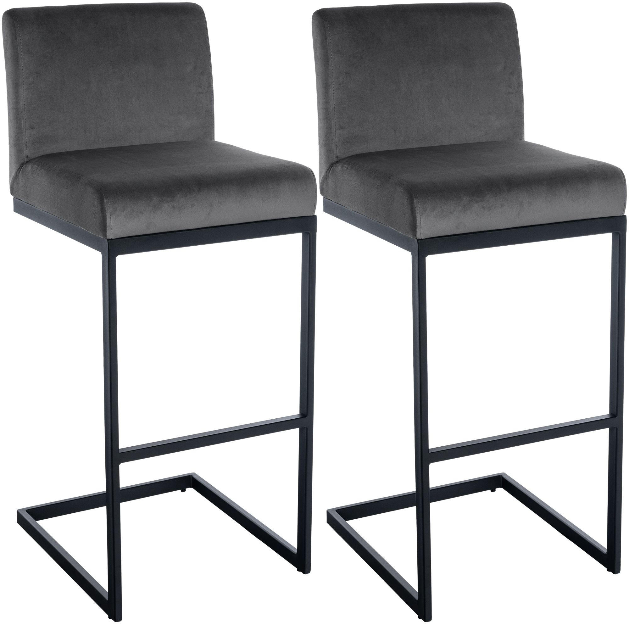 BARHOCKER 2er Set Metall Dunkelgrau - Dunkelgrau/Schwarz, Textil/Metall (43/104/53cm) - CLP