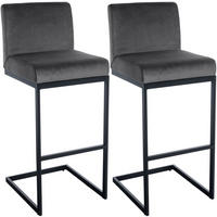 BARHOCKER 2 Metall Dunkelgrau - Dunkelgrau/Schwarz, Textil/Metall (43/104/53cm) - CLP