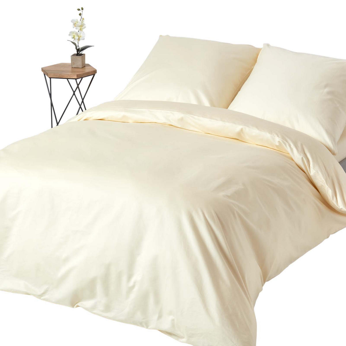 BETTWÄSCHE Premium, Ägyptische Baumwolle, Fadendichte 1000 - Creme, Textil (155/220cm) - Homescapes
